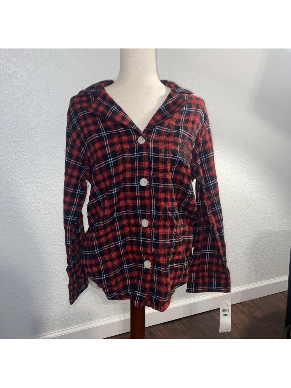 Ralph Lauren Red & Black Plaid Cotton Pajama Top